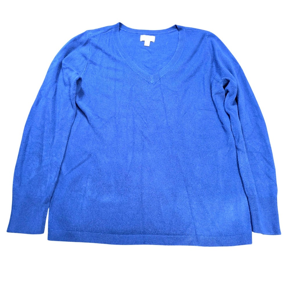 Croft & Barrow V-Neck Knit Sweater Women's Size L Blue Long Sleeve Acrylic